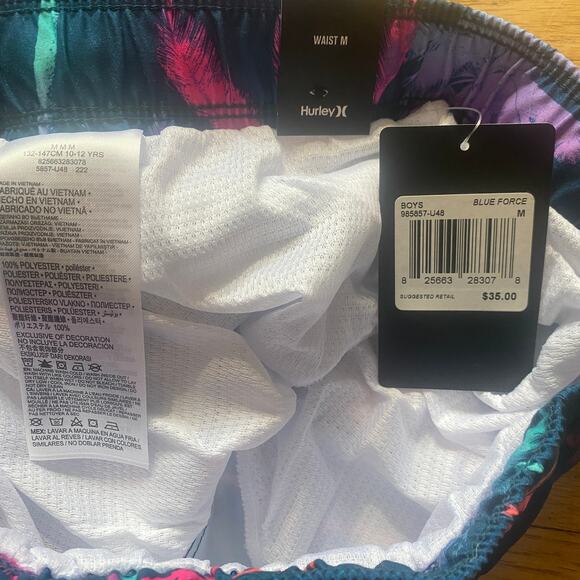 NWT Hurley Big Boys Woven Palm Print Swim Shorts Trunks (Sz. M) - Picture 6 of 6